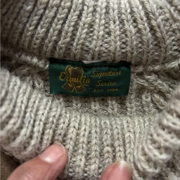 Men's Beige Sweater with Suede Patches
